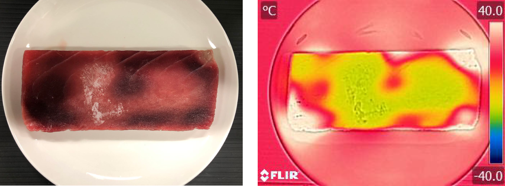 まぐろ解凍比較（一般電子レンジ）